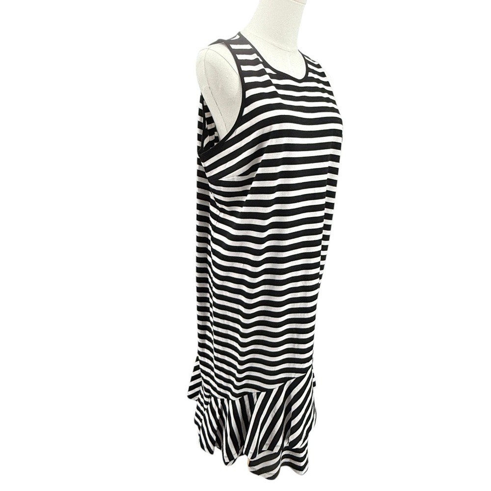 New Lauren Ralph Lauren Women Striped Maxi Dress XL Black White Stripes Ruffle - Picture 5 of 9